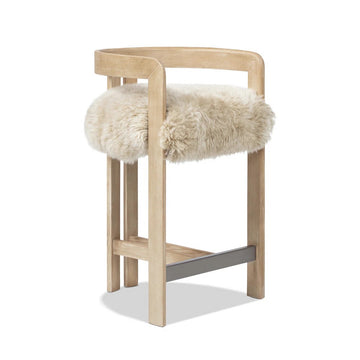 Burress 26.5" Low Back Genuine Fur Counter Stool