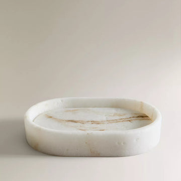 White Marble-effect Bathroom Soap Dish