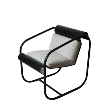 Upholstered Brutalist Black Tubular Chairs - Set of 2