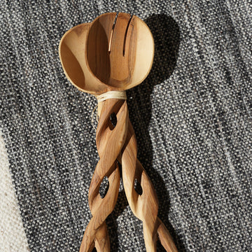 African Carved Wooden Spoons - Braid