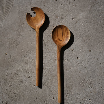 Olive Wood Crescent Serving Spoon - Set of 2