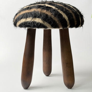 Turkish Stool - Tan/Black Stripe