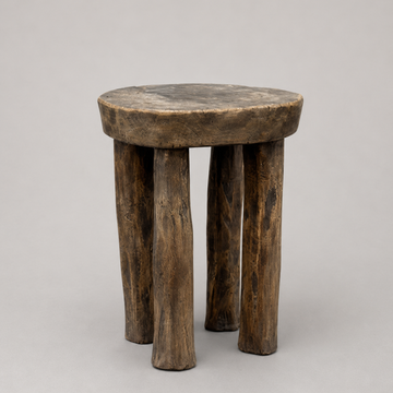 Hand-Carved Rustic Wood Stool [VINTAGE]