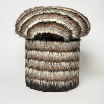 Turkish Ottoman - Grey/Brown Stripe