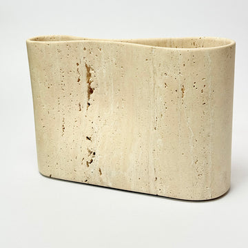 Sculptural Travertine Wave Vase