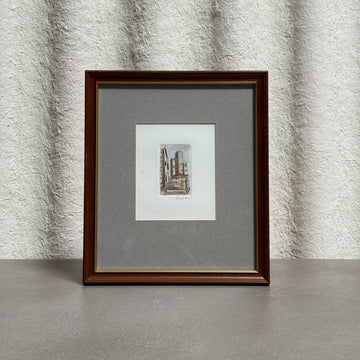 Hand Colored Drypoint Print Framed [VINTAGE]