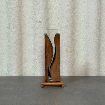 Wave Cut Wood Stem Vase [VINTAGE]