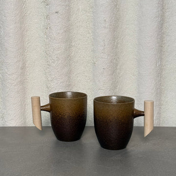Wood Handle Mugs - Set of 2 [VINTAGE]